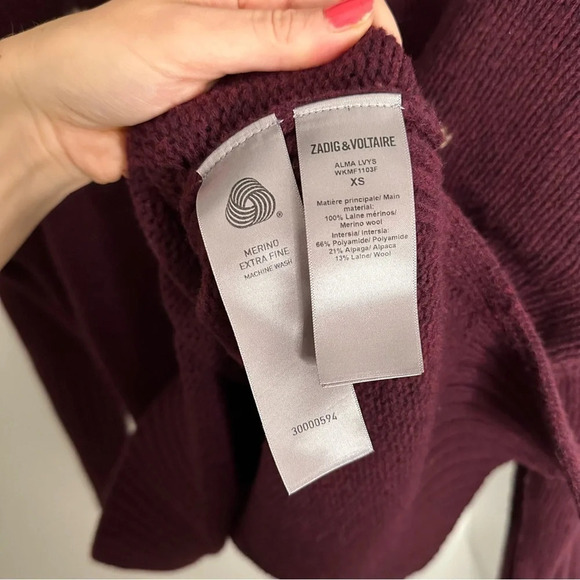 ZADIG & VOLTAIRE Alma Purple Love Yourself Pullover Sweater Knit SZ XS - Picture 13 of 15